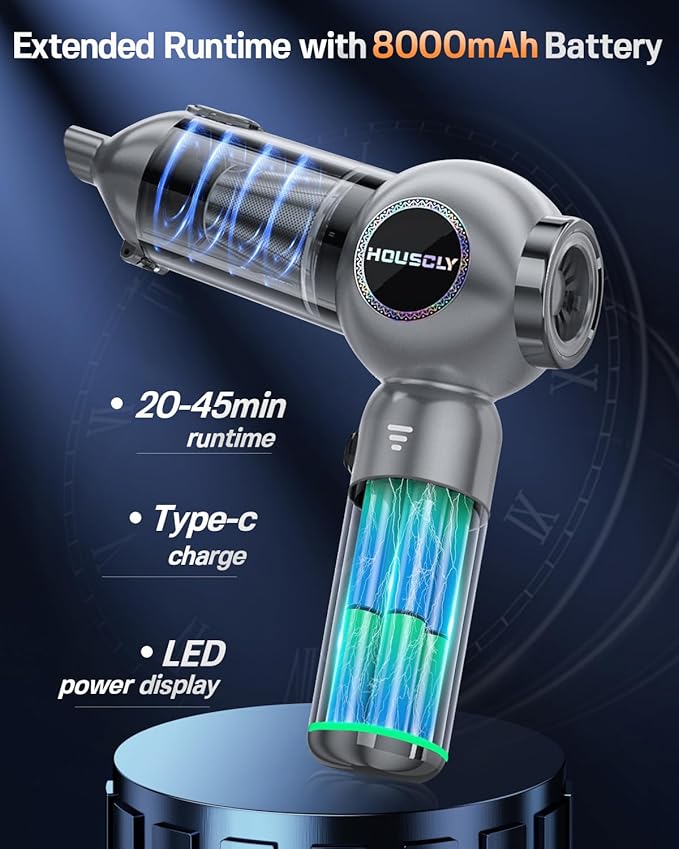 Handheld Car Vacuum Portable Cordless 25000Pa High Power Small Mini Hand Vacuum Cleaner Rechargeable 4-in-1 Compressed Air Duster Blower Pump Wireless Handheld Vac for Car Office Desktop Home Cleaning