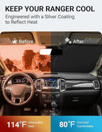 Proadsy 2026 Upgrade Front Windshield Sun Shade Foldable Sunshade Protector Custom Fit 2019-2023 Ford Ranger XL XLT Lariat Accessories