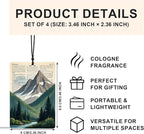 Vintage Mountain Newspaper Car Air Freshener 4 Pcs, Retro Nature Mountain Forest Lake Landscape Air Freshener Hanging for Cars Books Closet Drawer, Retro Car Accessories for Women Men