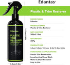 Plastic Restorer,Black Trim Restorer-UV Protection & Dirt,Add Shine and Protect Exterior Trim with Durability,Plastic Restorer for Cars Black Exterior & Interior Care for Detailing,10.15 FL OZ
