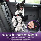 COOYOO Dog Seat Belt,3 Piece Set Retractable Dog Car Harness Adjustable for Vehicle Nylon Pet Safety Heavy Duty & Elastic