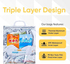 Superio Hot and Cold Insulated Bags for Food Delivery, Grocery Shopping Bags, Food Storage for Hot and Frozen Food for Travel, Disposable Cooler Bag, Reinforced Thermal Lunch Bag (3, 13"x7"x15.5")