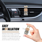4 PCS Car Diffuser Air Freshener Bottles, Refillable Empty Glass Essential Oil Diffuser Vent Clip & Wooden Caps Sticks, Universal Aromatherapy Diffusers for Most Vehicles (Square)