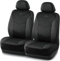 Skechers Memory Foam Seat Covers,Leather Car Seat Covers, Ultimate Comfort & Support Front Seat Covers Airbag Compatible, Automotive Universal Fit Most for SUVs, Vans, Sedans, Cars, Trucks,Black