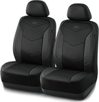 Skechers Memory Foam Seat Covers,Leather Car Seat Covers, Ultimate Comfort & Support Front Seat Covers Airbag Compatible, Automotive Universal Fit Most for SUVs, Vans, Sedans, Cars, Trucks,Black