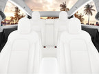 White Car Seat Cover for Tesla Model 3 2017 2018 2019 2020 2021 2022 2023 Waterproof Nappa Leather Seat Cover Full Set(White-Model 3)