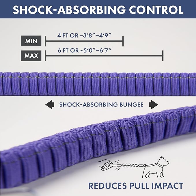 Spark Paws Handsfree Dog Leash – Shock Absorbing Waist Bungee Lead for Running, Car Seatbelt Clip & Poop Bag Set, Heavy Duty Tactical Lead for Medium, Large & X-Large Breeds - Snow Cone