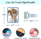 Custom Rhinestone Car Vent Clip Air Freshener with Photo – Personalized Acrylic Picture Frame for Car Interior Decoration Accessories, Rectangular Shape (Blue, One Size)
