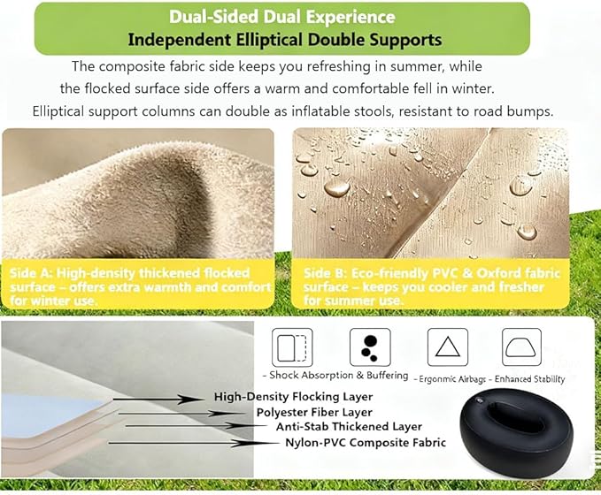 Car Inflatable Air Mattress for Nissan Armada (new Generation) 2025 Inflatable Back Seat Car Bed Double-Sided Portable Camping Travel Sleeping Bed,Grey-Mountain Design