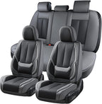 Coverado Seat Covers, Car Seat Covers Full Set, Leather Seat Covers for Cars, Car Seat Protector, Gray Car Seat Covers Front Seats and Back Seats Universal Fit for Most Cars Black