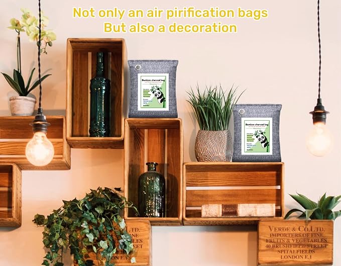 Activated Charcoal Odor Absorber for Strong Odor, Basement, Cars, Closets, Shoes, Smoke. 3 Pack Bamboo Charcoal Air Purifying Bags Deodorizer Odor Eliminator for Home