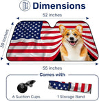 GENANY Corgi Flag Windshield Sun Shade for Car SUV Truck (55x30 Inches), Sun Shade Windshield, Shades for Front Windows, Protector Blocks UV, Car Decor
