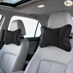 2 Pack Car Neck Pillow Soft Breathable Mesh Headrest Pillows for Driving Support, Universal Fit for Most Car Seats Decor Accessories（Black）