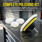6Pcs 6 Inch Wool Polishing Buffing Pad Polishing Buffing Wheel for Drill Buffer Polisher Attachment with M14 Drill Adapter for Car Polishing and Waxing,Glass,Tire,Tile Polishing