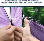 zzlamb Camping Blanket for Cold Weather,Outdoor Puffy Blanket Portable Down Alternative,Windproof Warm Cloak with Snaps,Cozy Quilt Backpacking Picnic RV Travel Plane Car Hammock Beach Climbing