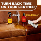 Leather Cleaner and Conditioner for Couch: Complete 2-Step Care Set for Car Interior Furniture Sofa Shoes Bags & Jackets - Restores Dry Cracked Faded & Scratched Leather