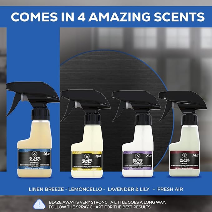 Blaze Away Commercial Air Freshener & Odor Eliminator for Strong Odor - Industrial-Grade Room Spray & Room Deodorizer for Home, Car, Smoke & Pet Odors - Long-Lasting Odor Absorber, Room Fresheners