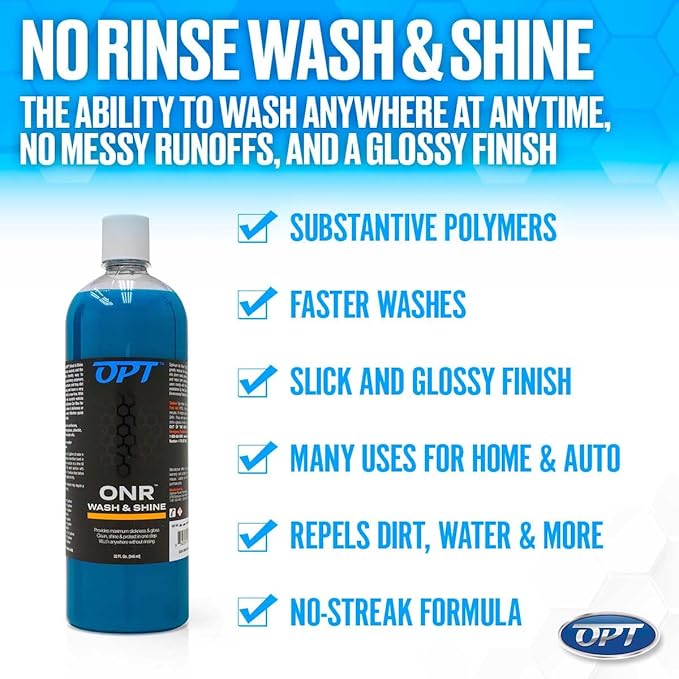 Optimum No Rinse Version 5 (32 Oz) with Optimum Interior Cleaner (17 Oz) Bundle – ONR Rinseless Car Wash with 17 oz Auto Interior Cleaning Solution for Leather, Upholstery, Carpet, and Interior Trim