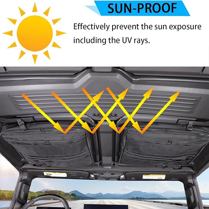 Roof Organizer Bag Storage for Hummer EV Accessories Sunroof Rooftop Panel Waterproof Foldable Heavy Duty Hardtop Cargo Carrier Bag Overhead for Hummer EV SUV Pickup 2022-2025 2026(Front Roof-Right )