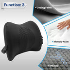 XUKEY Lumbar Support Pillow for Car, Memory Foam and TPE Gel Lumbar Pillow for Lower Back Pain Relief,Back Cushion for Driving Chair Support for Car Office Chair Wheelchair (Black)