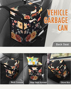 Car Trash Can with Lid, Cute Leakproof Car Trash Garbage Bag Hanging Vehicle Trash Bin Small Portable Automotive Garbage Cans Organizer for Back/Front Seat/Console(Trapezoid,Rose)