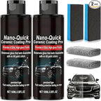 2PCS Nano-Quick Ceramic Coating Pro, Revolutionary Nano Spray for Car Detailing, Car Nano Quick Coat Restoring, for Dust-Proof Glass Effect and Lasting Luster, 3.38fl.oz