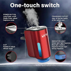 Car Air Freshener - Smart Adjustable 3-Speed Intensity, Rechargeable Humidifier Car Essential Oil Diffuser - Comes with 8 Bottles of 10ml Perfume (Red)