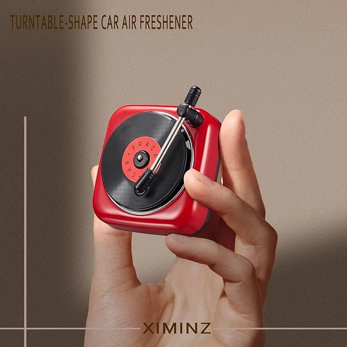 Car Record Player Air Diffusers Car Scents Air Freshener for Air Conditioning Outlet Clop Vent Clips Red, Mens Car Accessories