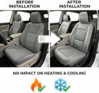 Fit for Equus Seat Covers Compatible with Hyundai Equus 2011-2016 - Waterproof Breathable Leather Automotive Seat Cushions Protector,Airbag Compatible,Only 2 Front seat Covers(Gray)