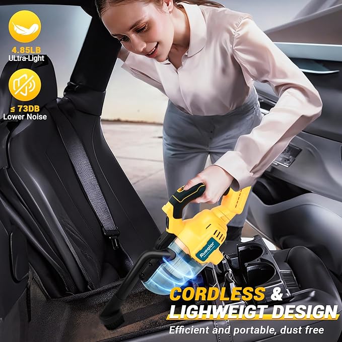 Cordless Vacuum for DeWalt 20V Battery, 5 in 1 Handheld Electric Vacuum Cleaner with 400W Powerful Motor, 46 CFM Portable Hand Vacuum for Home Pet Hair, Car (Battery Not Included)