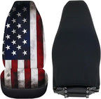 ELEQIN Vintage US Flag Print Car Seat Covers Two Front Only for Car, Automotive Interior Covers, Airbag Compatible, Quick Setup Universal Fit Seat Covers for Car, Truck, SUV