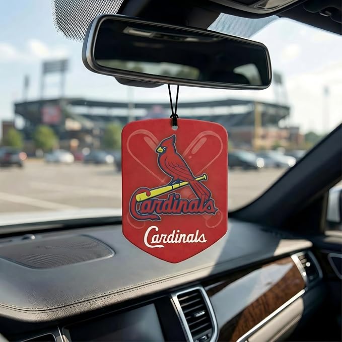 MLB St. Louis Cardinals Car Air Freshener - Team Logo Scented Hanging Air Freshener, Red Shield Design with "Cardinals" Logo, Sports Fan Auto Fragrance for Cars, Trucks, Home (2 Pack)