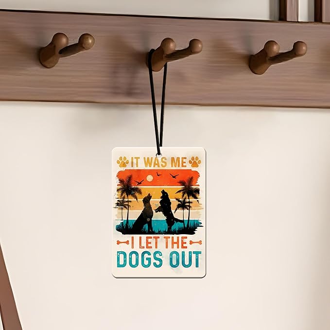 Retro Dog Car Air Freshener 4 Pcs, Vintage Quote & Silhouette Scented Hanging Decor for Pet Lovers, Vehicles Home Office, Fun Puppy Mirror Gift
