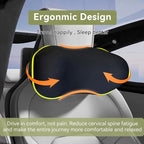 SPRFUFLY Really Chic Car Headrest Pillow, Car Pillow for Driving with Adjustable Strap, 100% Memory Foam Neck Pillow, Ergonomic Design - 2 Pack Car Neck Pillow(Includes 2 Eye Masks, Yellow Side Rope)
