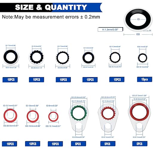 390 PCS Air Conditioning Compressor O Rings and 120 PCS A/C Sealing Washers Kit, 30 Size Air Conditioning Compressor Port Gasket, Repairs Automotive Air Conditioning Systems Bonded Washer