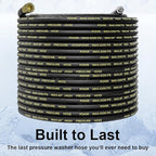 POHIR Pressure Washer Hose 50 ft with 3/8 Inch Quick Connect, Kink Resistant High Tensile Wire Braided,with 2 pcs M22 14mm Adapter Set, 4200 PSI Power Washer Hose