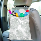 Car Trash Bag Car Garbage Bag Hanging Cars Trash Can, Waterproof Cars Back Seat Organizer for Vehicle Travelling Campingg Eucalyptus Palm Leaves Decor