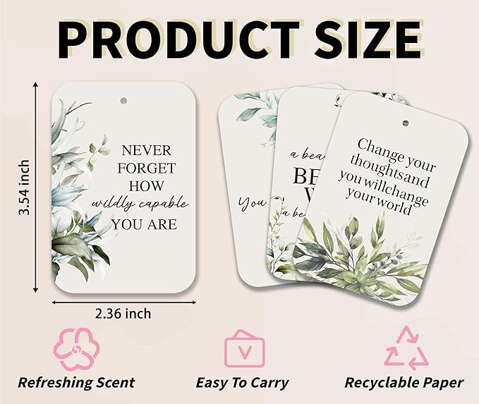 Greenery Car Fresheners, 4pcs Cute Car Accessories Interior, Mirror Decor For Women Man, Air Freshener Hanging For Bathroom Dorm Books Bedroom Closet Drawer, Inspiration Accessories Gifts -02