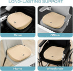 Skechers Seat Cushion Premium Gel & Memory Foam-Office Chair Cushion for Tailbone Pain Relief,Butt Pillow for Office Chair,Car seat Cushion,Long Sitting Office Workers,and Car Drivers,Beige