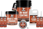 Liquid Rubber RV Roof Coating 30 Ft Leak Repair Kit – Solar Reflective, Waterproof & Weatherproof Protection – Complete System with Sealer, EPDM Primer, Cleaner, Seam Tape & Lap Sealant
