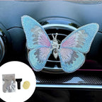 2 Pcs Embroidery Fragrance Butterfly Decoration, Butterfly Car Vent Clips, Embroidery Fragrance Butterfly Car Air Freshener Clip Charm Car Inter Decor Cute Car Accessories for Women Girls-Blue