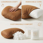 2PCS Car Pillow for Car Neck Pillow for Driving Seat Neck Support Soft Cushion Back Support Head-Rests for Vehicle Sleeping with Elastic Adjustment Strap (Beige, Head and Lumbar)