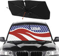 Socira American USA Flag Car Windshield Sunshade Umbrella Foldable Umbrella Sun Shade Windshield Cover Patriot Sunshade Car Accessories Blocks Uv Rays Keeps Cool (57" X 30")