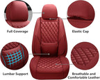 Car Seat Covers Front Pair,Universal Fit for Cars,SUVs,Trucks,and Sedans,Faux Leather Car Seat Cushion Compatible with Airbags,Waterproof Car Seat Protector,Wine Red