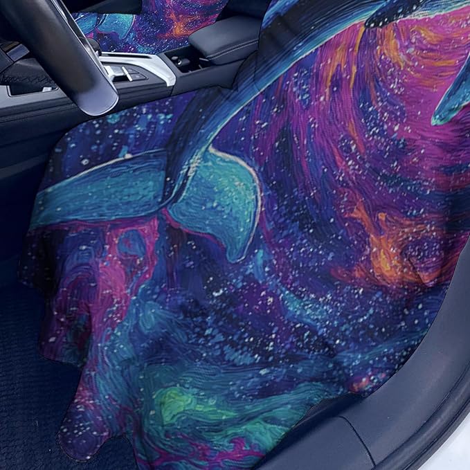 1 Pack Car Towel Seat Covers with Storage Bag, Multifunctional Towel for Gym Outdoor Sport, Picnic, Beach, Pet Dog Travel,Non-Slip Washable Car Seat Protector (Starry Whale)