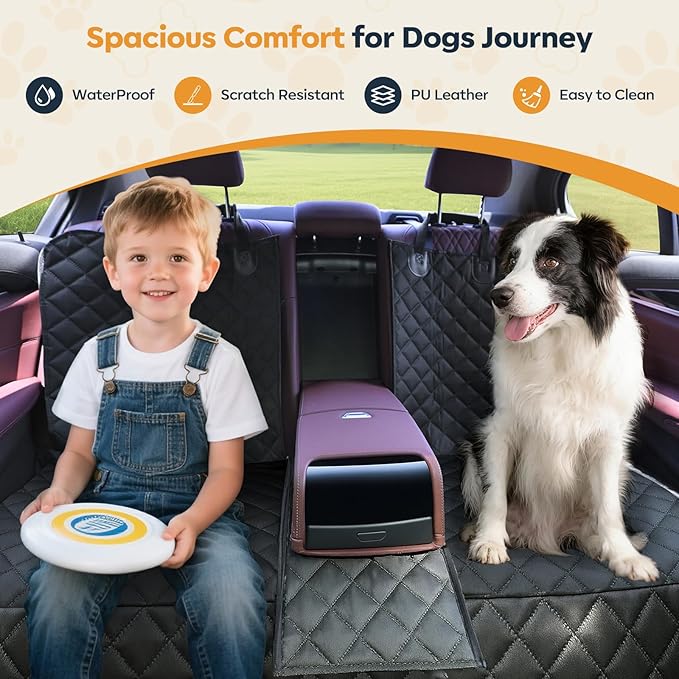 Dog Car Seat Cover for Back Seat,New Upgraded Thickened Dog Car Seat Cover,Waterproof and Wear-Resistant Bench Back Seat Cover with Non-Slip Pad,Universal Size Fits Cars, Trucks, SUVs