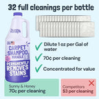 Sunny & Honey Carpet Cleaner Solution - Deep Stain Remover & Odor Deodorizer - Pet Carpet Cleaner & Rug Shampoo (32 Fl Oz, Light Lavender)