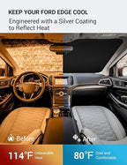 Proadsy 2026 Upgrade Windshield Sun Shade Custom Fit 2015-2024 Ford Edge Foldable Front Sunshade Protector Sun Visor Blocks UV Rays Keep Car Cooler