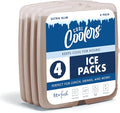Cool Coolers by Fit & Fresh Slim Ice Packs, Quick Freeze Reusable Ice Packs for Lunch Boxes & Coolers, Long-Lasting, Space Saving Lunch Ice Packs, Taupe, 4Pk