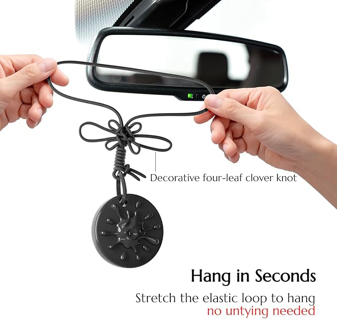 Car Air Freshener Hanging, Refillable Essential Oil Diffuser with 7 Beads + 14 Refills, Long Lasting 40-50 Days Odor Eliminator, Aromatherapy for New Car, Home, Men & Women - Blackcurrant
